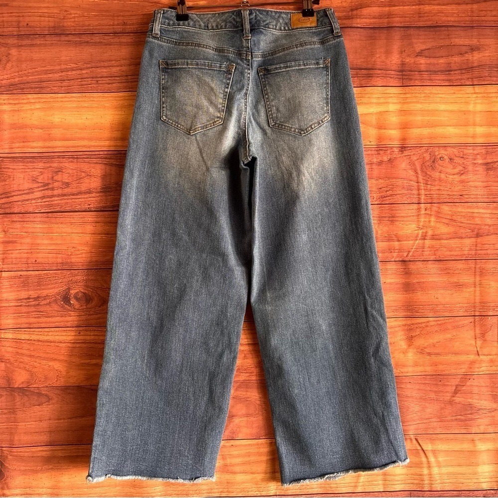 Scoop Womens Wide Leg Crop Jeans Medium Wash Raw Hem Blue Size 4 DSCPB178 - Picture 4 of 10